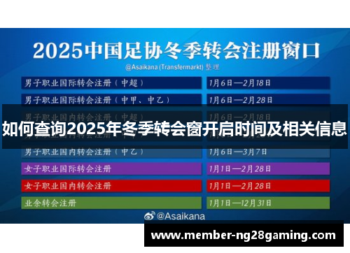 如何查询2025年冬季转会窗开启时间及相关信息